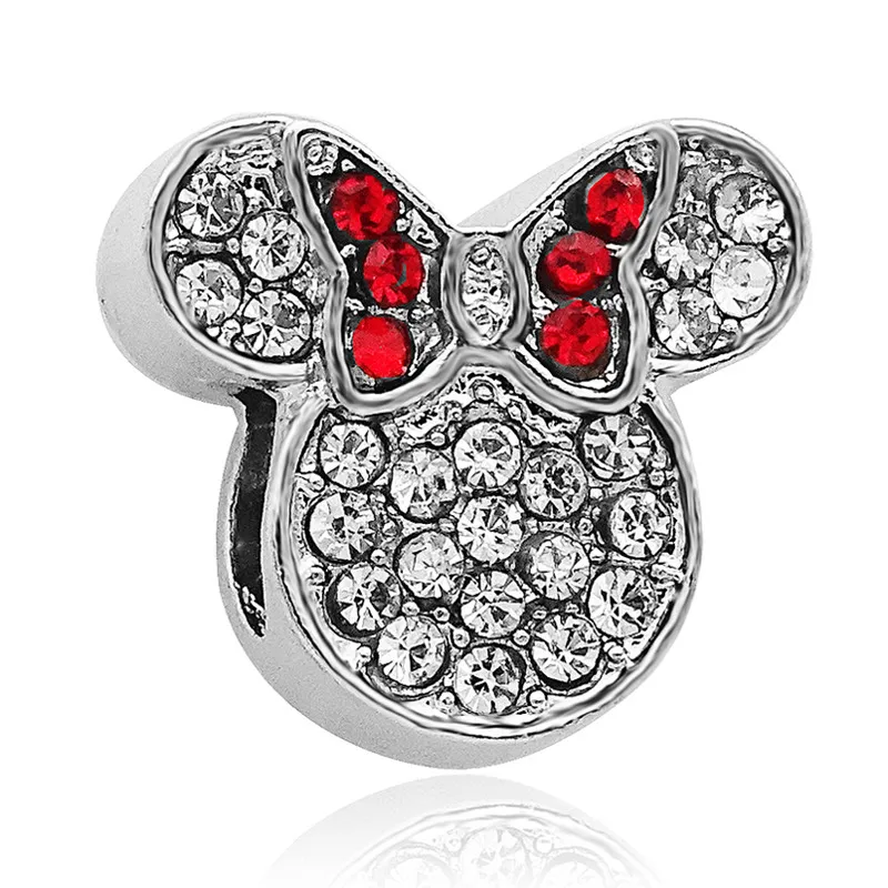 minnie Дропшиппинг Подвески бусины Микки Минни мультфильм хрустальные бусины подходят к оригиналу Пандора талисманы Браслеты DIY женские ювелирные изделия - Цвет: minnie