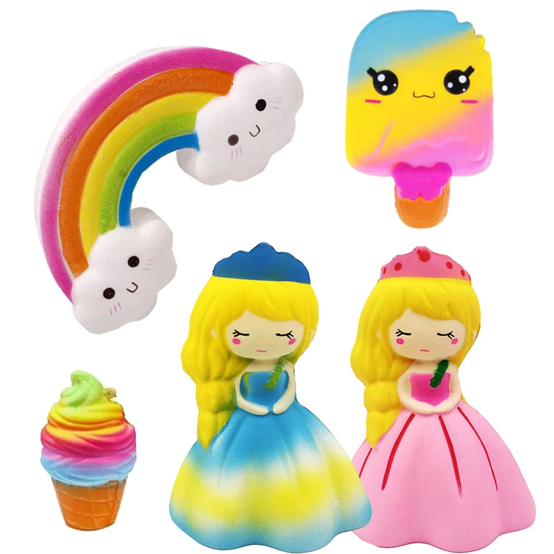 Jumbo Smiley Rainbow Squishy медленно Восстанавливающий имитационный хлеб торт