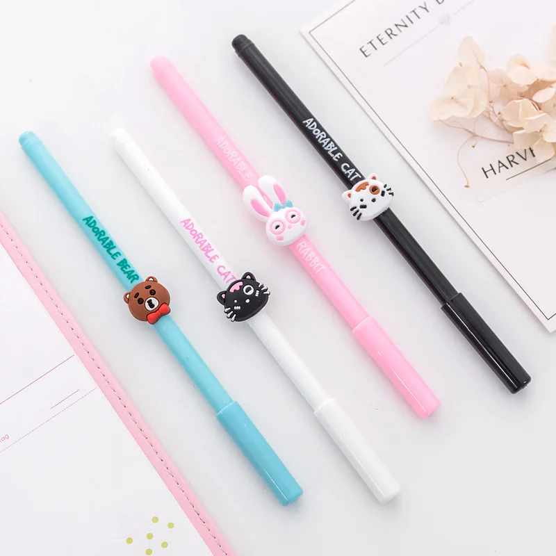 

36 pcs/lot Adorable cat gel pen Kawaii rabbit bear 0.5mm black netural pen Cute stationery escolar office school supplies gift
