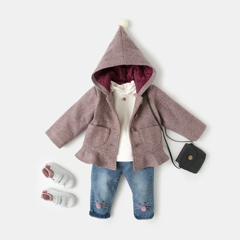 baby girl winter clothes kids coats 2018 Fashion New Girl woolen coat Winter 18M-5 Yrs warm jacket | Детская одежда и обувь