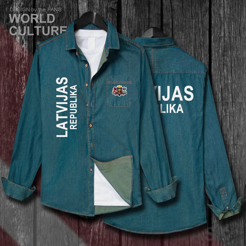 Латвийская мужская одежда LVA LV Latvijas, осенняя куртка, Ковбойское пальто с длинным рукавом, джинсовая рубашка с отложным воротником, топы 20