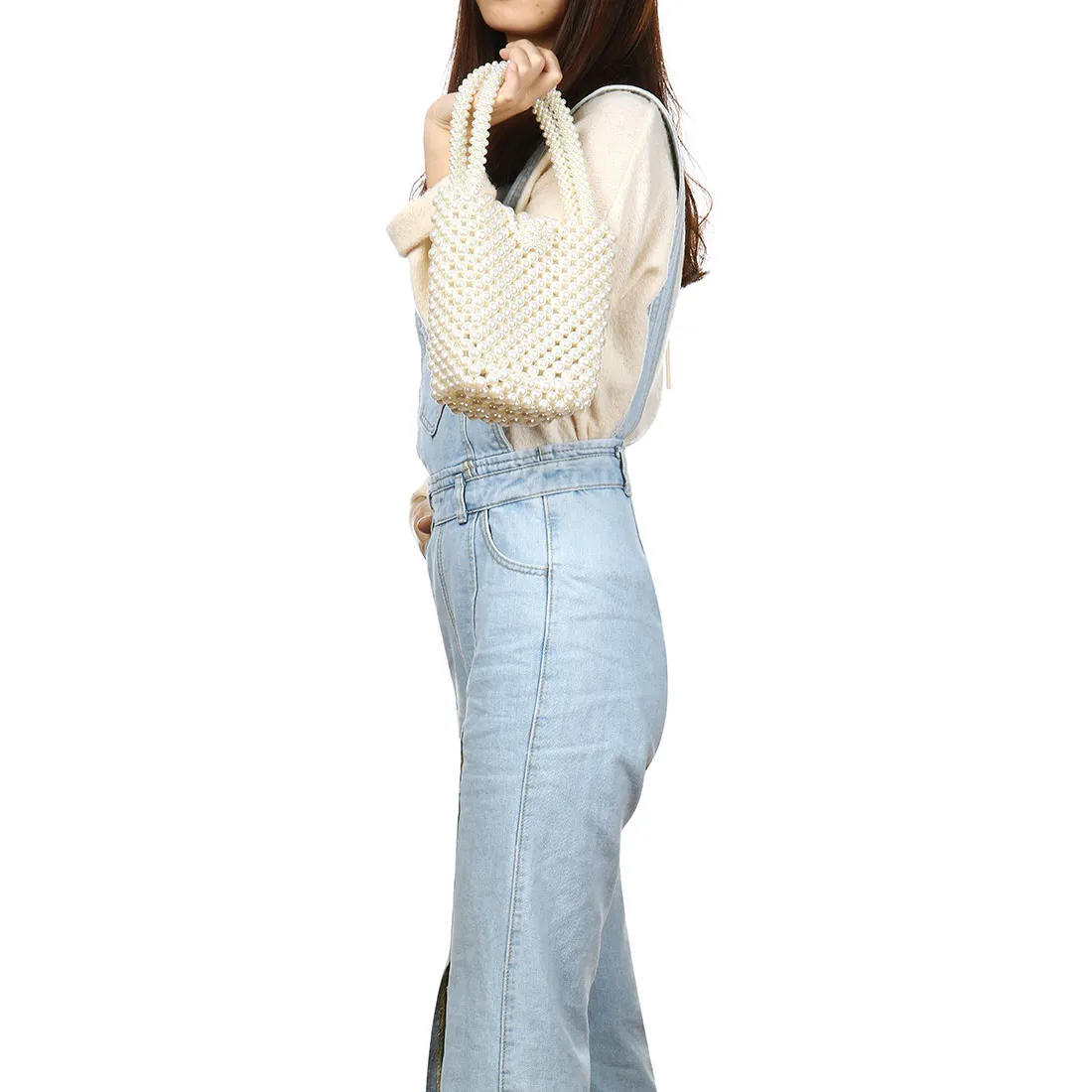 Женская сумка из стекла с жемчугом модная ажурная женская черные и белые сумки