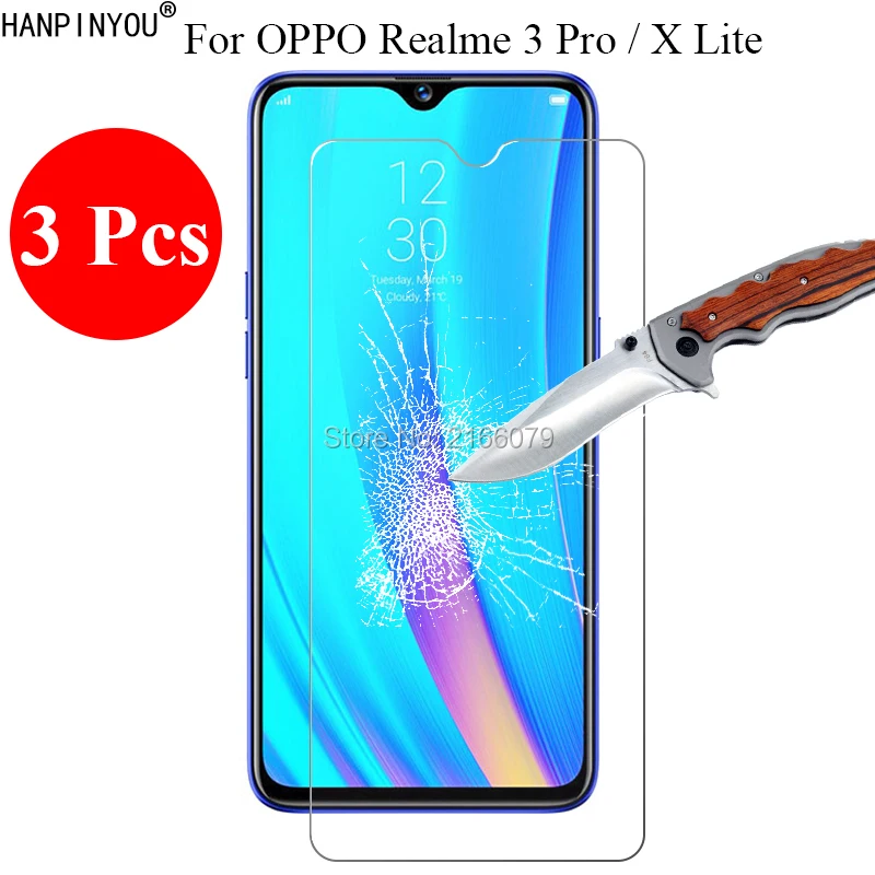 

Защитное стекло, закаленное стекло 9H 2.5D для OPPO Realme 3 Pro / X Lite, защитная пленка 6,3 дюйма, инструменты для очистки, 3 шт./лот