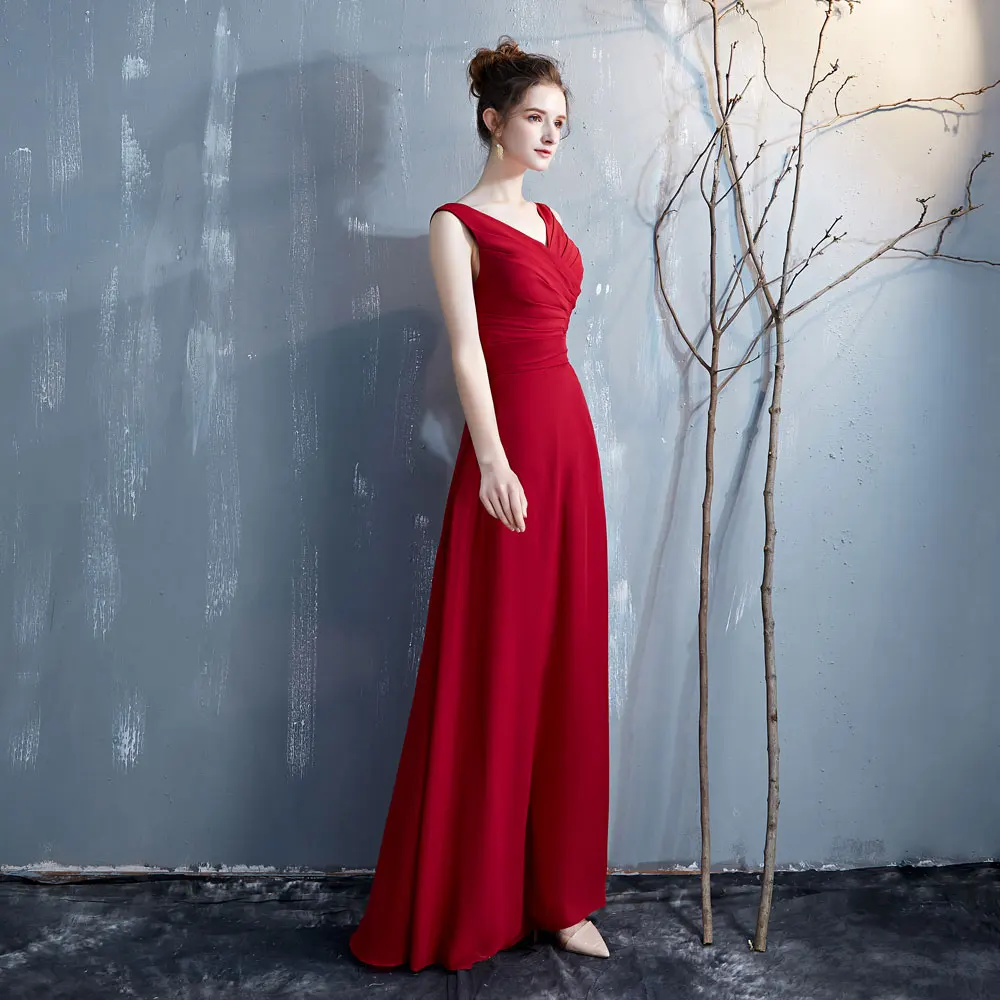 FADISTEE Новое поступление элегантное вечернее платье для выпускного вечера Vestido de Festa длинное стильное шифоновое летнее прохладное и освежающее платье с v-образным вырезом