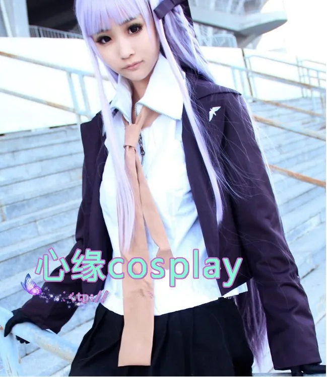 

Danganronpa Dangan Ronpa Kyoko Kyouko Kirigiri Party Lolita Dress Skirt Suit Uniform Cosplay Costume Any Size Long Hair Wig