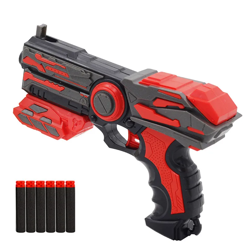 Красный Ручной мягкий пулемет костюм для Nerf пули EVA пустотелые пули игрушечный пистолет наружная игра игрушки Детский Дартс бластер - Цвет: Красный