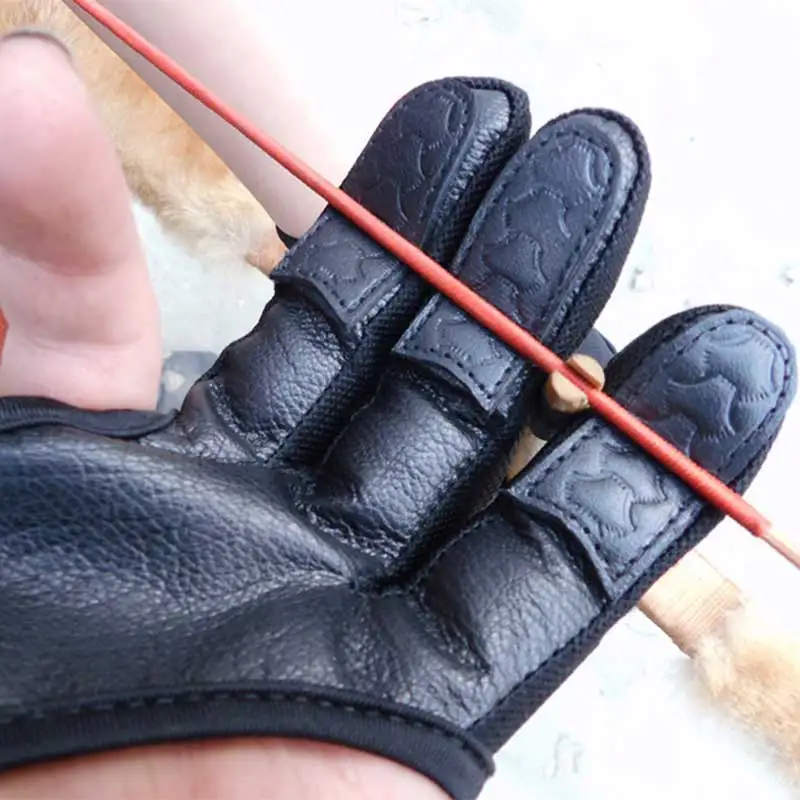 1PCArchery 3 перчатки для пальцев кожаные черные высокие эластичные защитные перчатки для рук Охотничьи Аксессуары для стрельбы