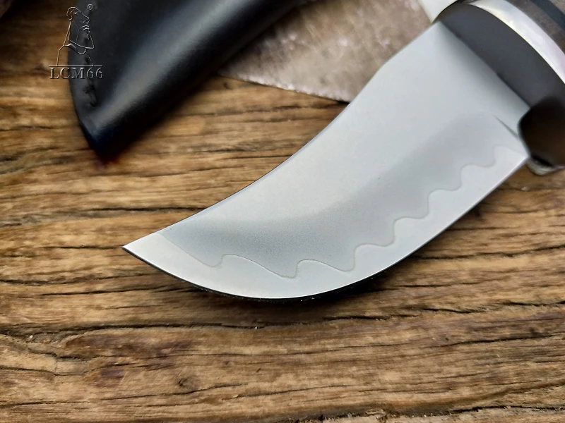 LCM66 композитный стальной фиксированный нож ручной работы кованый охотничий нож 60HRC овечий угол с кожаной оболочкой высококачественный уличный нож