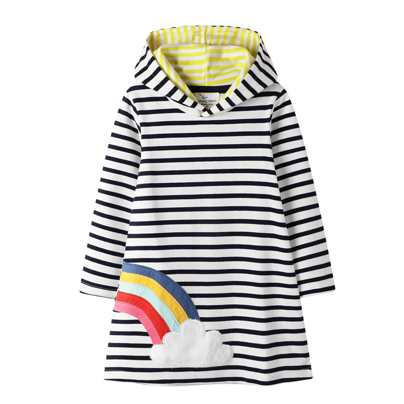 

Rainbow Stripes Baby Girl Dress Cotton Children Princess Christmas Costume Vestidos Kids Wedding Dresses for Girls
