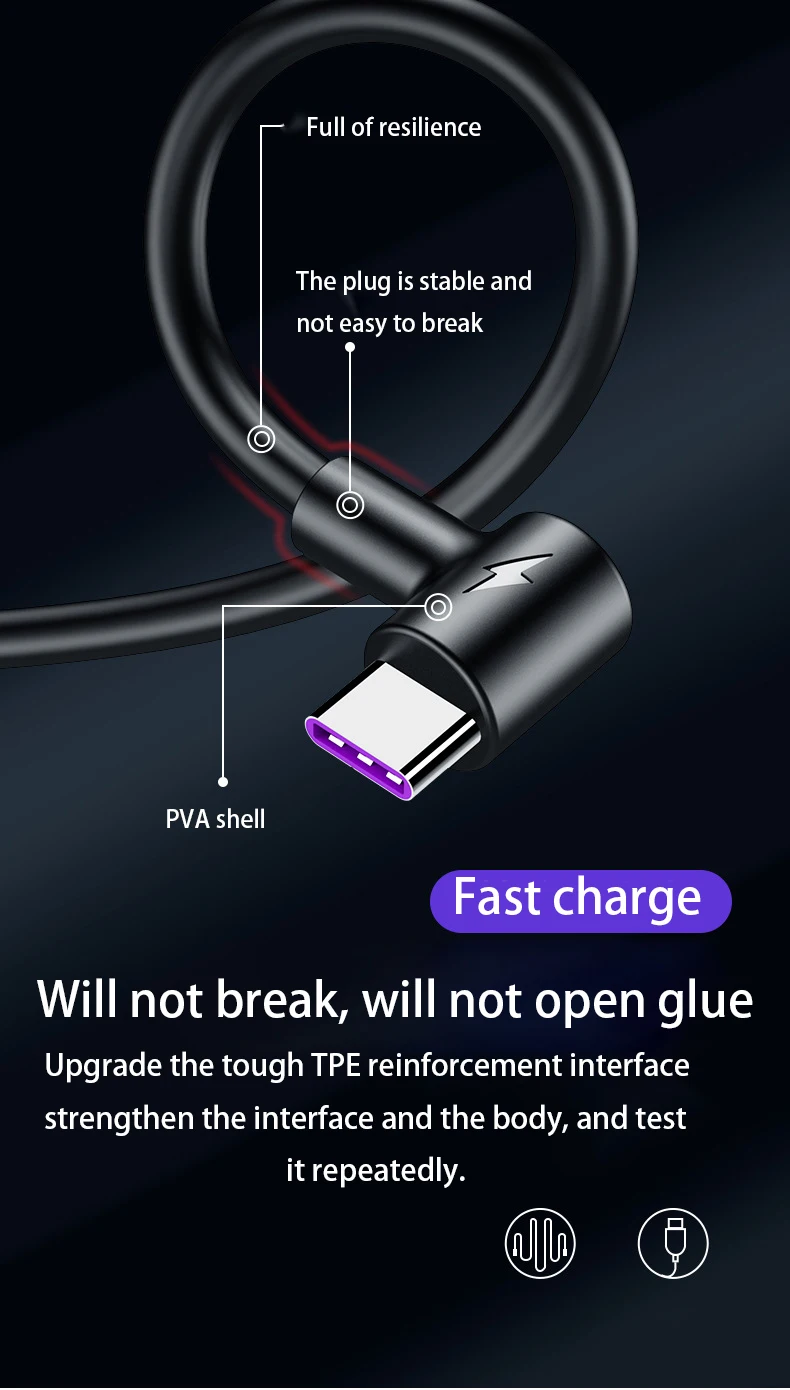 Кабель usb type C 3,1 QC 3,0 5A супер быстрый зарядный кабель 3 м 2 м 1,5 м 1 м для samsung Galaxy S9 S10 для huawei mate 20 P20 P30 Pro