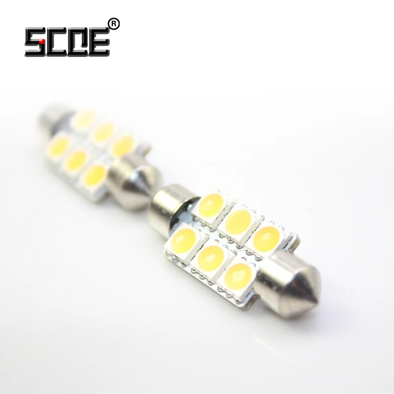 Светодиодная лампа SCOE 36 мм 12 В 6SMD 5050LED для стайлинга автомобиля чтения верхней