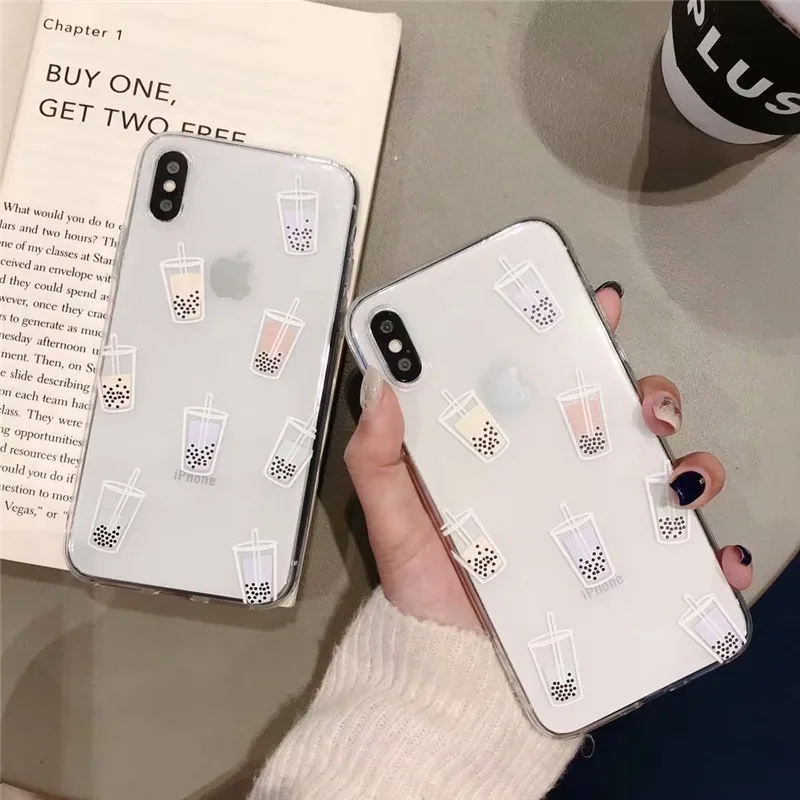 Чай с молоком из мягкого силикона узором чехол на корпус телефона для iPhone 8 7 6 6s