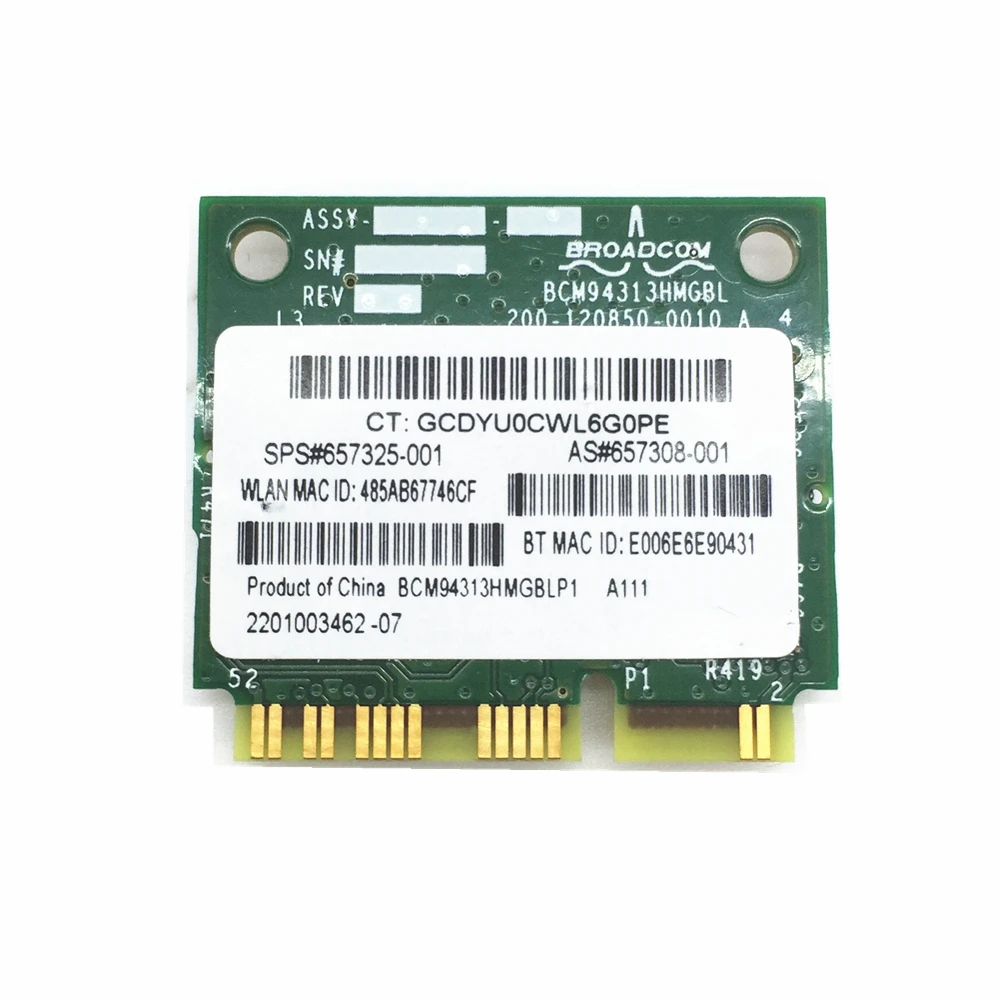 SSEA для BroadCom BCM94313HMGB BCM4313 Wifi + Bluetooth 4 0 Mini PCI E 300 Мбит/с карта HP G4 G6 DV6 DV7 CQ43 CQ57 SPS 657325 001|mini