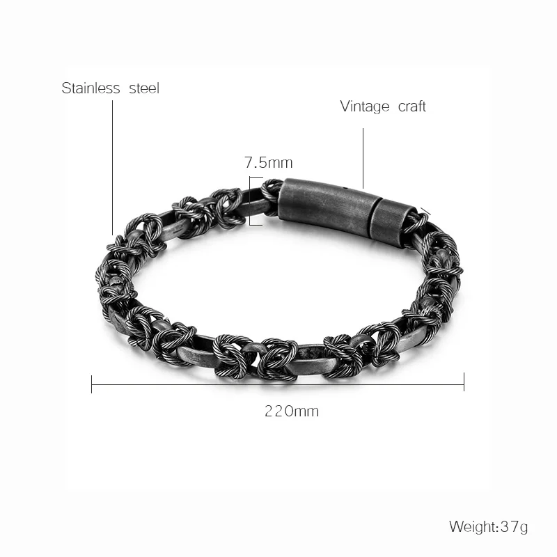 Высококачественный простой браслет из нержавеющей стали модный панк Винтажный