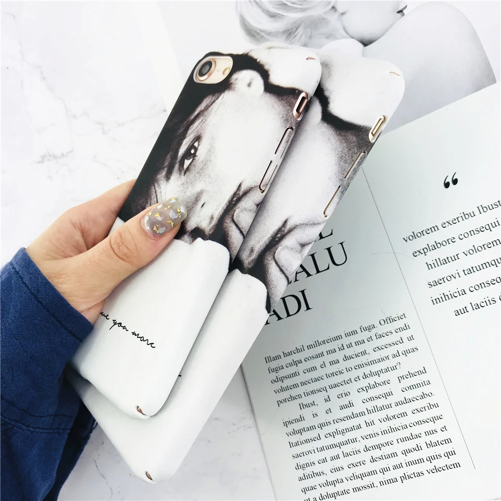Черный и белый Cool Girl чехлы для Iphone 8 простого текста чехол телефона Plus