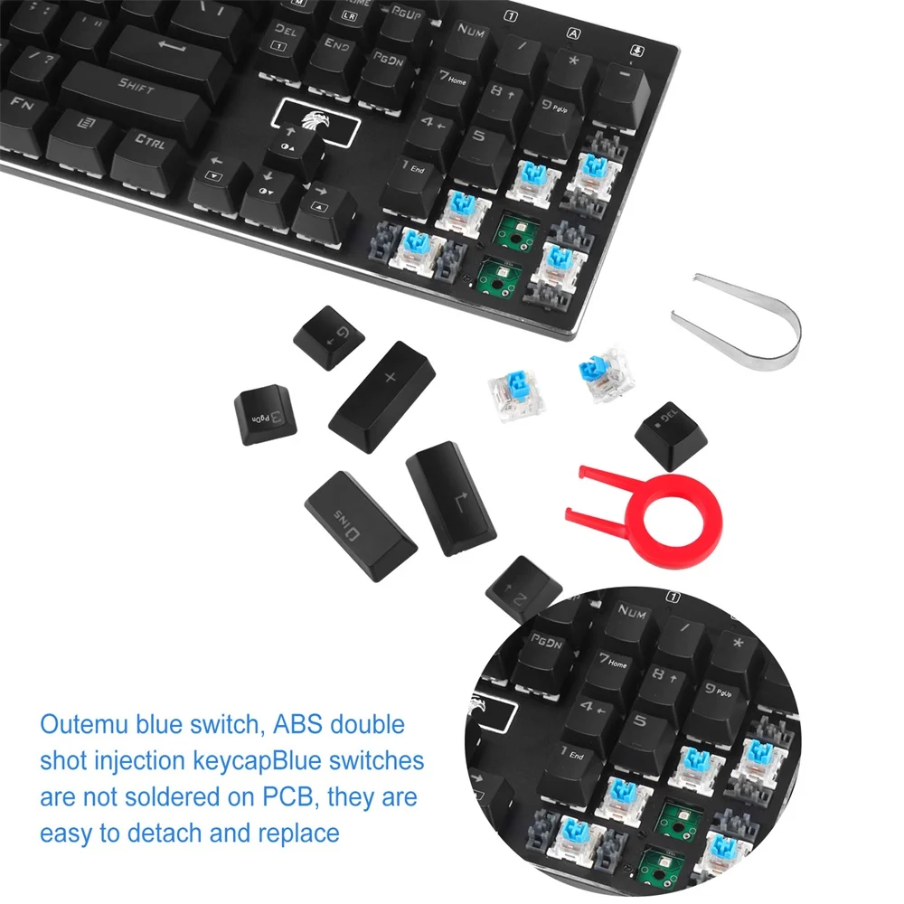 Механическая игровая клавиатура RGB программируемая подсветка синий