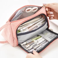 new pencil bag high capacity pen case side open zipper eraser holder school stationery make up tool organizer pocket kid gift