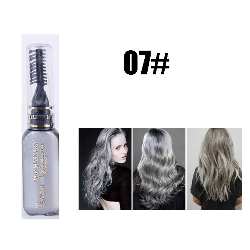 13 цветов одноразовая краска для волос DIY Временная Нетоксичная цветная восковая Водонепроницаемая тушь для волос синяя Серебристая белая серая AM024 - Цвет: 07
