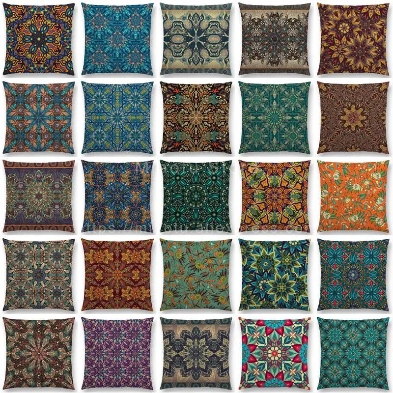 Boho Красочные цветы абстрактный этнический чехол для подушки с цветочным принтом