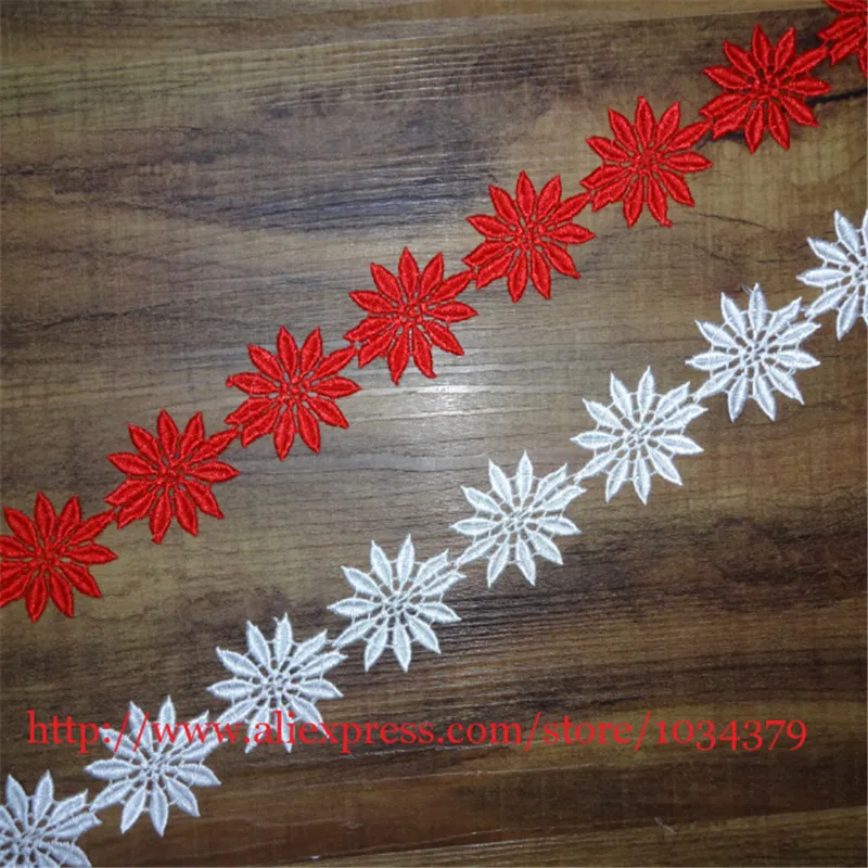 1 ярд цвета слоновой кости/Красный высокое качество полиэфирное кружево