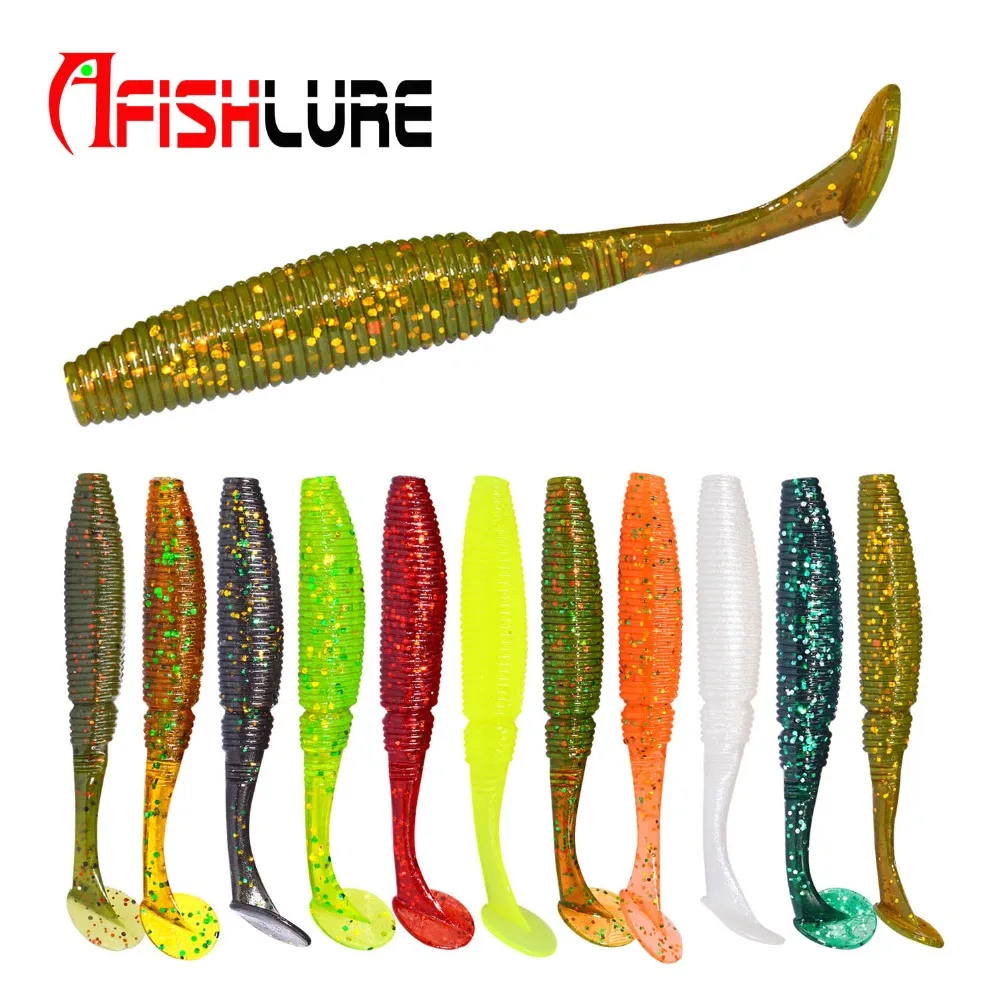 6 шт./лот Afishlure T Shad 75 мм 3 г воблеры силиконовая приманка Мягкая с хвостом джиг