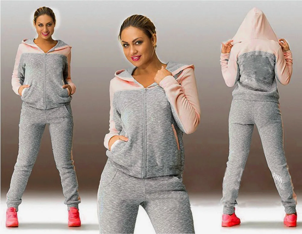 

Sports Suit Women Two Piece Set Hooded Sweatshirt Suits Tracksuits Sweatpants Tight Gym Running Set Sports Wear Autumn Winter