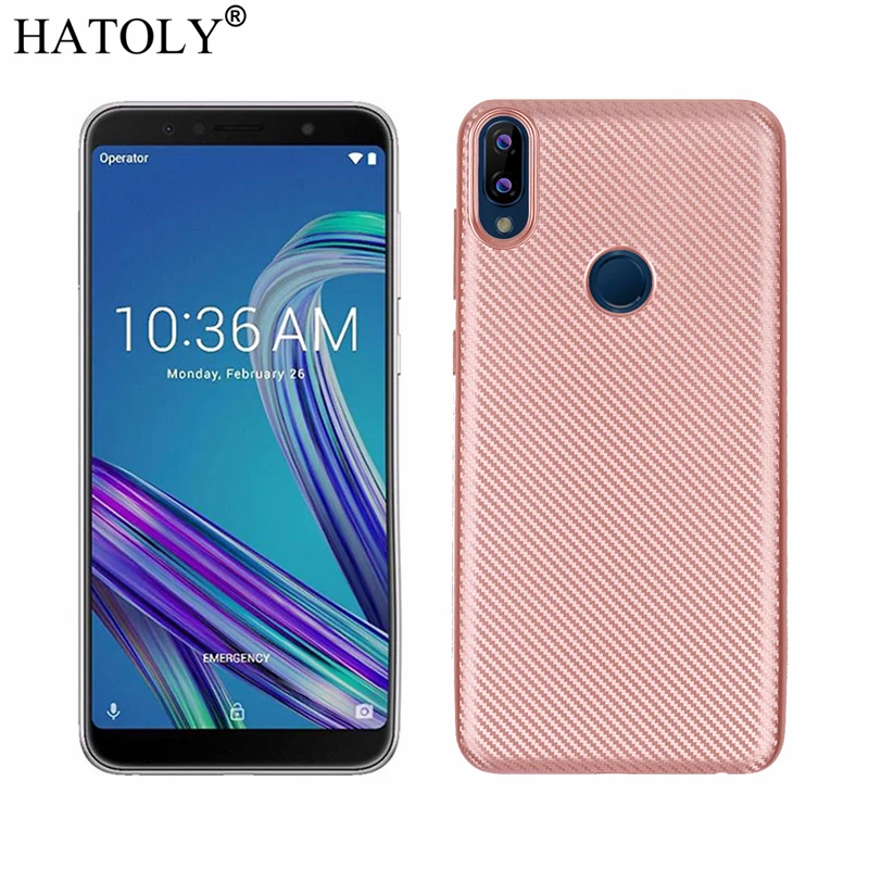 Pink HATOLY для Fundas Asus Zenfone Max Pro(M1) ZB601KL Чехол Мягкий ТПУ/углеродное волокно задняя крышка для Zenfone Max Pro M1 ZB602KL X00TD - Цвет: Pink