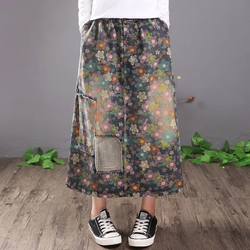 Весенняя юбка Ретро стиль для женщин свободная эластичная талия повседневная