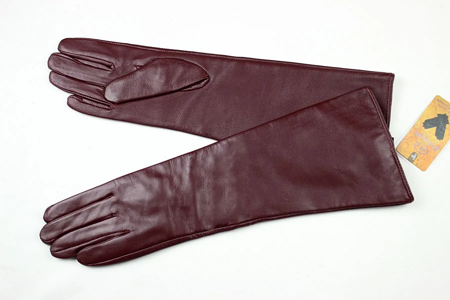 Eldiven Guantes, новинка, 38 см, длинные женские кожаные перчатки, на пуговицах, стильные, прямые, из овчины, с бархатной подкладкой, теплые, осень и зима