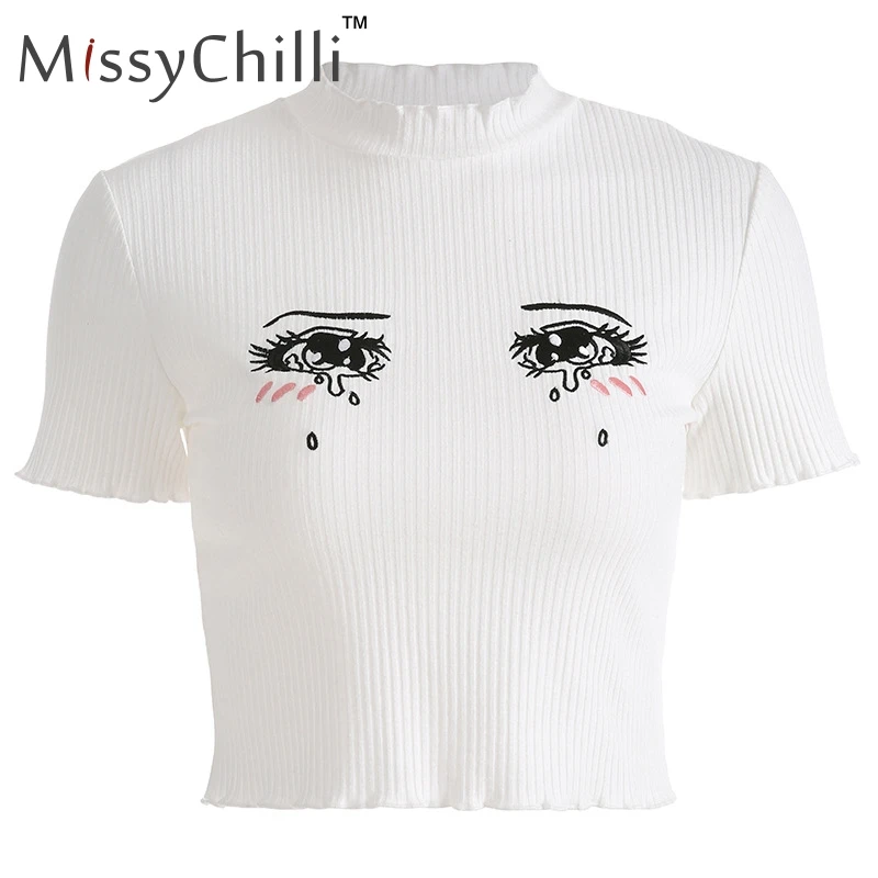 MissyChilli короткая белая сексуальная трикотажная футболка женская летняя уличная
