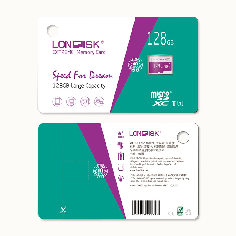 Карта памяти 128ГБ 64ГБ 32ГБ TF microsd LONDISK EXTREME U1 micro sd класса10 с подарком адаптером |