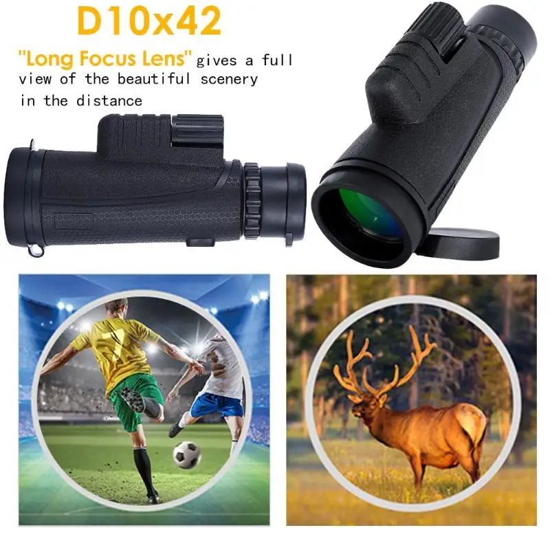 BAK4 Compact Monocular Telescope 10x42 Outdoor Mini Single-Tube Telescope Gifts