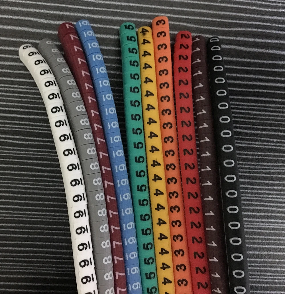 

10Roll/Lot EC-3 6mm2 0-9 Letter Print Pattern PVC Flexible Arabic Numeral Sleeve Concave Tube Label Wire Network Cable Marker