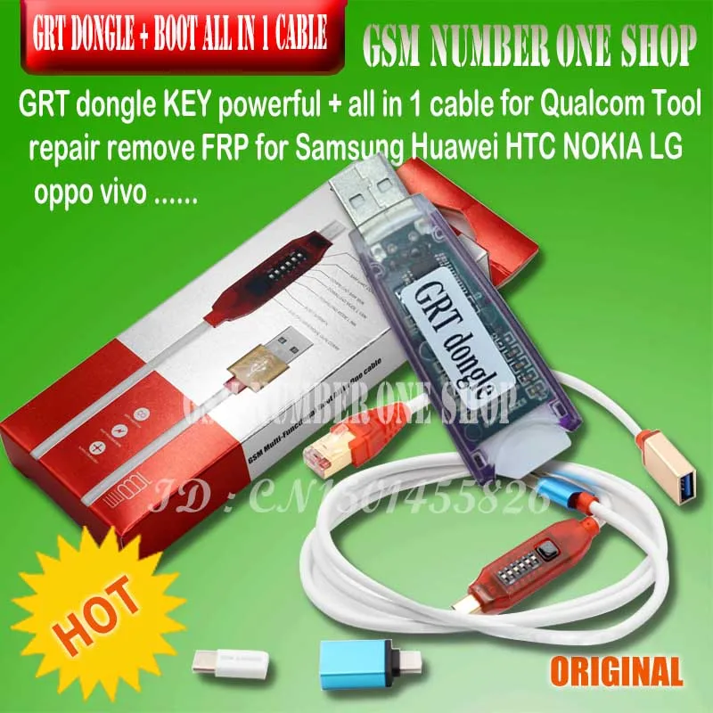 GRT dongle KEY powerful + all in 1 cable for Qualcom Tool IMEI repair remove FRP for Samsung Huawei HTC NOKIA LG SONY oppo vivo