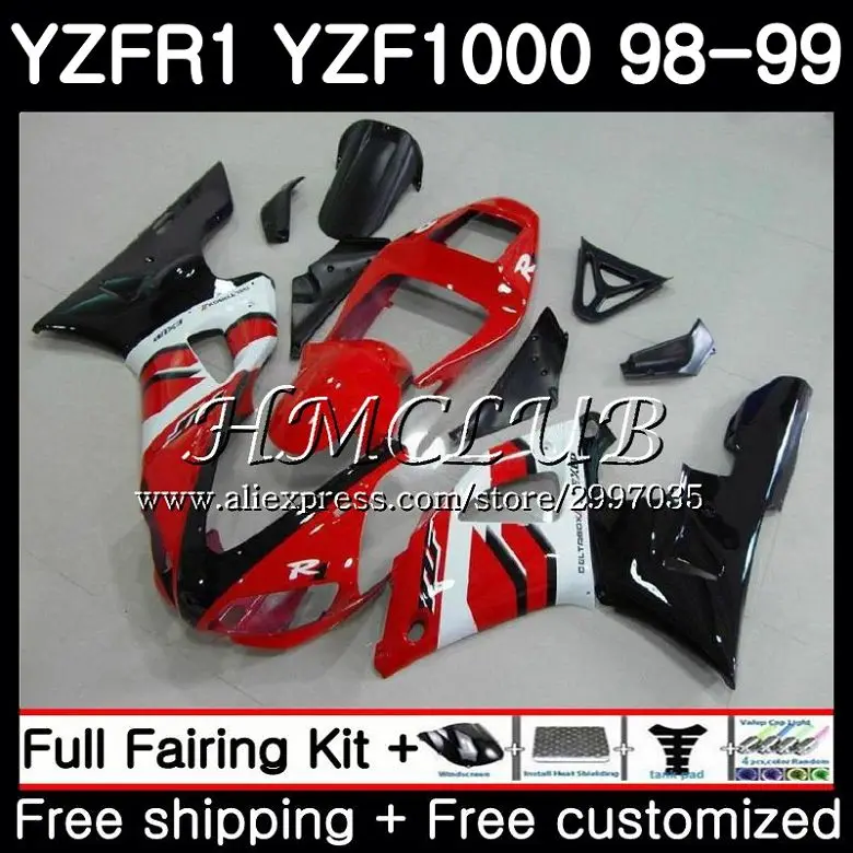 

Bodys для YAMAHA YZF 1000 Factory red YZF1000 YZF R1 1998 1999 Frame 18HC.1 YZF R 1 YZF-R1 98 99 YZF-1000 YZFR1 98 99 обтекатель