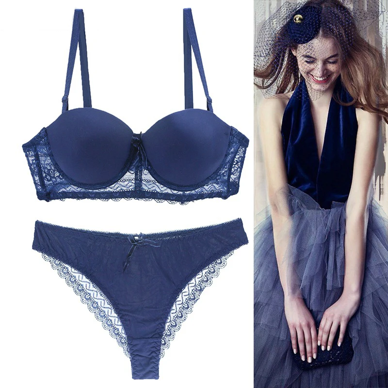 Пикантные под проволоки 1/2 стакана Твердые Push Up Bra Set нейлон Модные Качественные