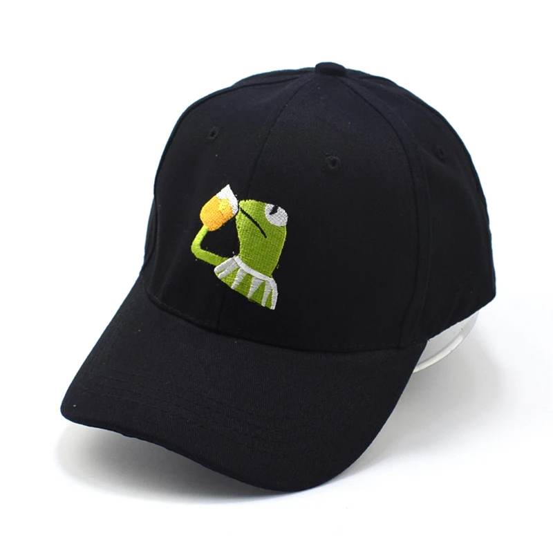 Грустно Кермит Чай Кепки лягушка Pepe неможет человек Вышивка Защита от солнца