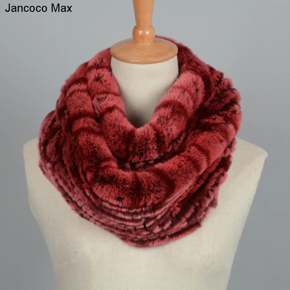 Jancoco Max Настоящий мех кролика длинные шарфы Высококачественная зимняя теплая шаль шейный платок S7097