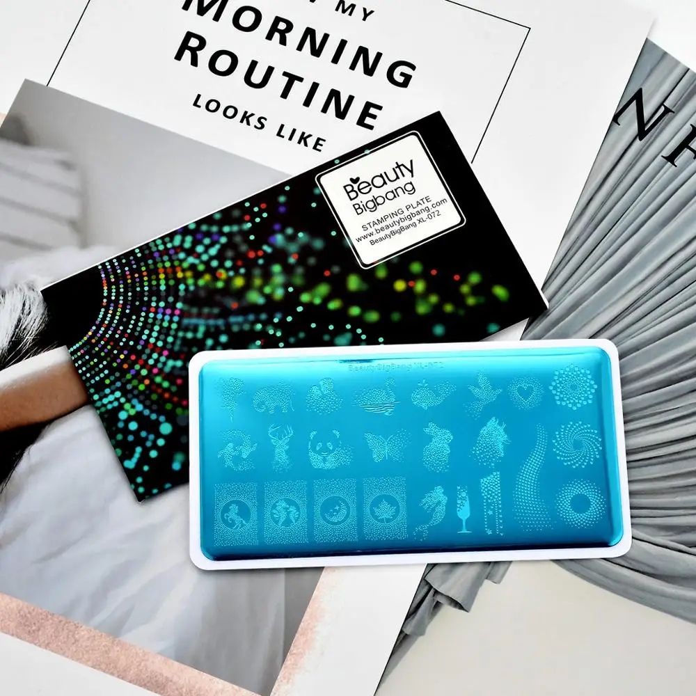 Beautybigbang 6*12 штампованные пластины из нержавеющей стали с милым узором в горошек