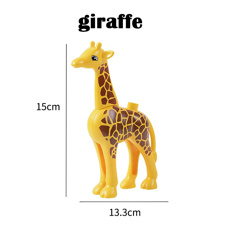 giraffe Duplos модель Животных Фигурки большие строительные блоки наборы Слон Дети Развивающие игрушки для детей Совместимые duploe Major brank - Цвет: giraffe