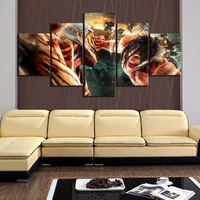 modular canvas home decoration prints 5 panel eren jaeger attack on titan anime painting poster wall artwork pictures kids room