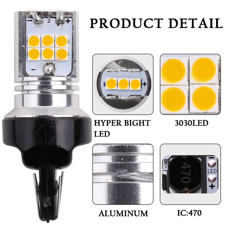 2 шт. BA15S P21W 7443 светодиодный 1157 BAY15D P21/5W Canbus 21W W21/5W T20 3030 15 Switchback для стоп светильник