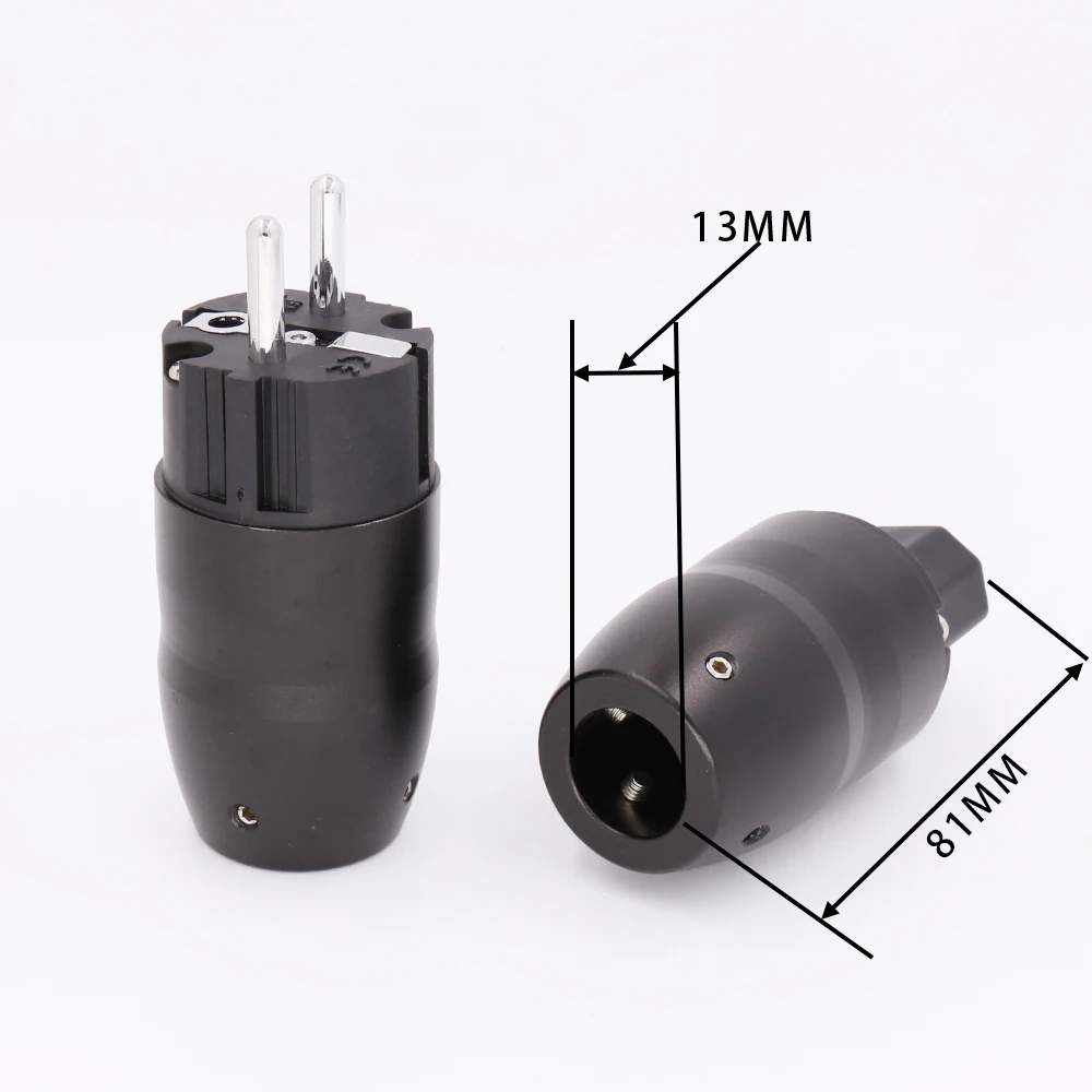 Черное алюминиевое родиевое покрытие hifi IEC Женский Разъем EU Schuko Power Plug для сделай