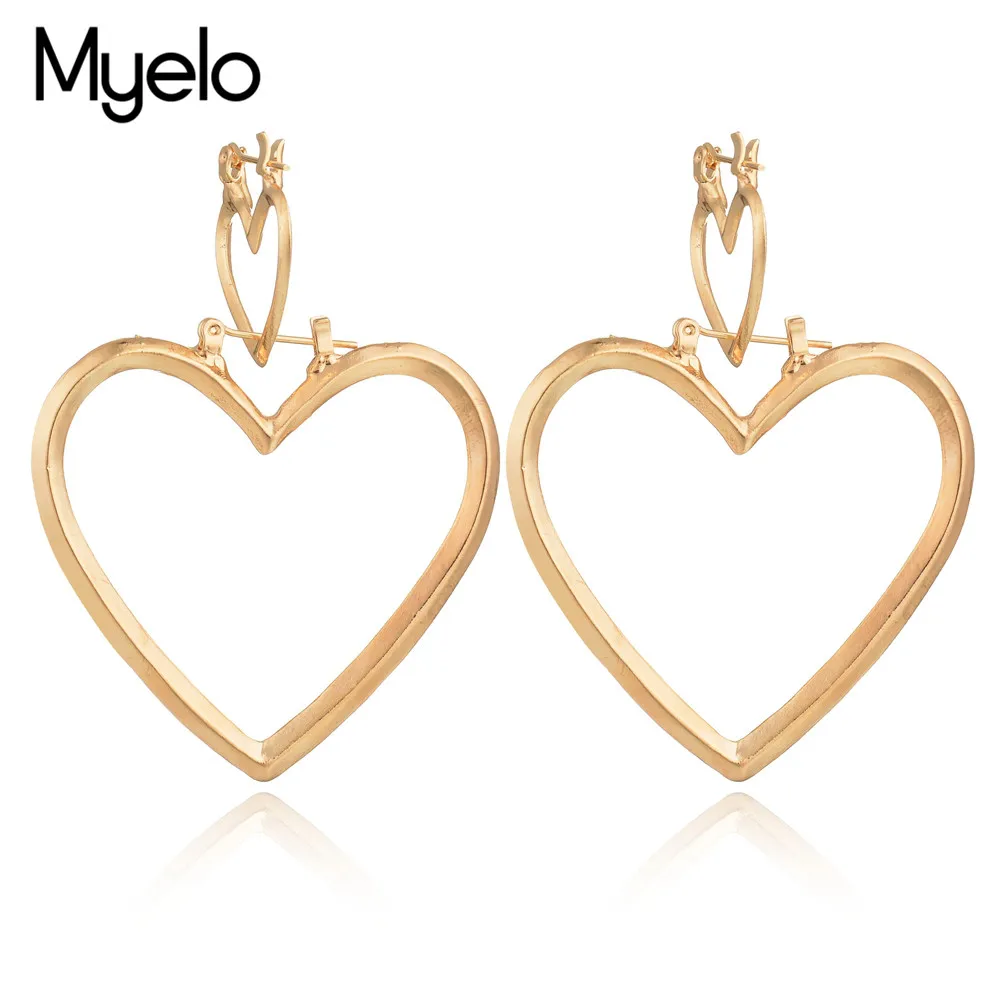 Myelo корейской моды Романтический розовое золото Щепка Цвет двойной сердце любовь