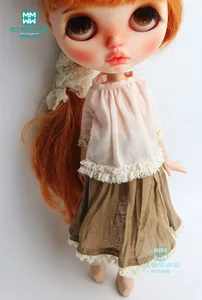 Одежда для кукол Blyth Azone, 1 шт., модная розовая рубашка + кружевная юбка цвета хаки, аксессуары для кукол Blyth Azone 16