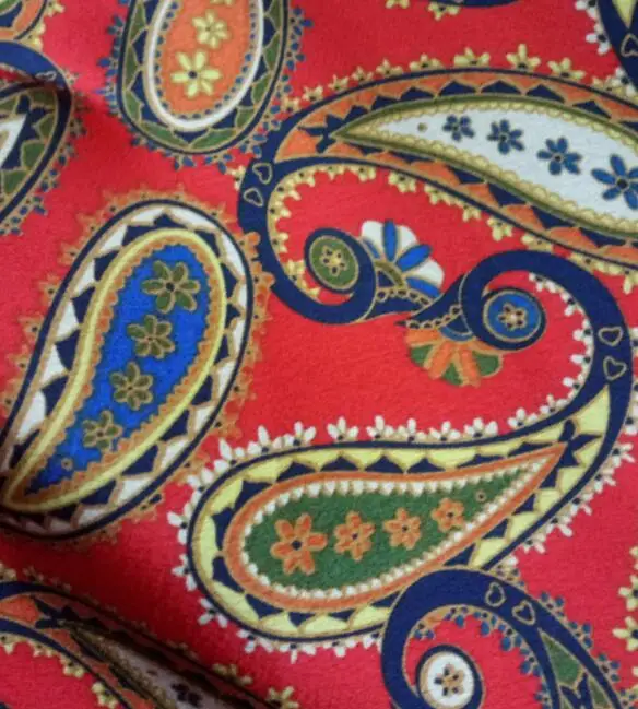 2 Red Шелковая атласная ткань квалифицированная Блестящая Глянцевая Этническая Пейсли ткань полиэстер креп падение для платья блузки - Цвет: 2 Red