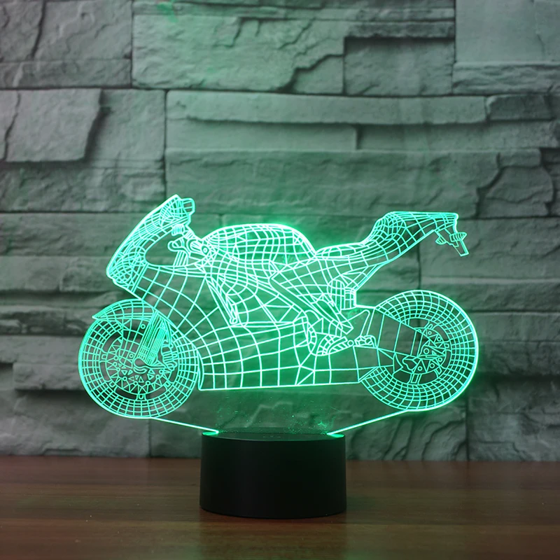 Гонки Moto Рисунок 7 Изменение Цвета 3D иллюзия ночника