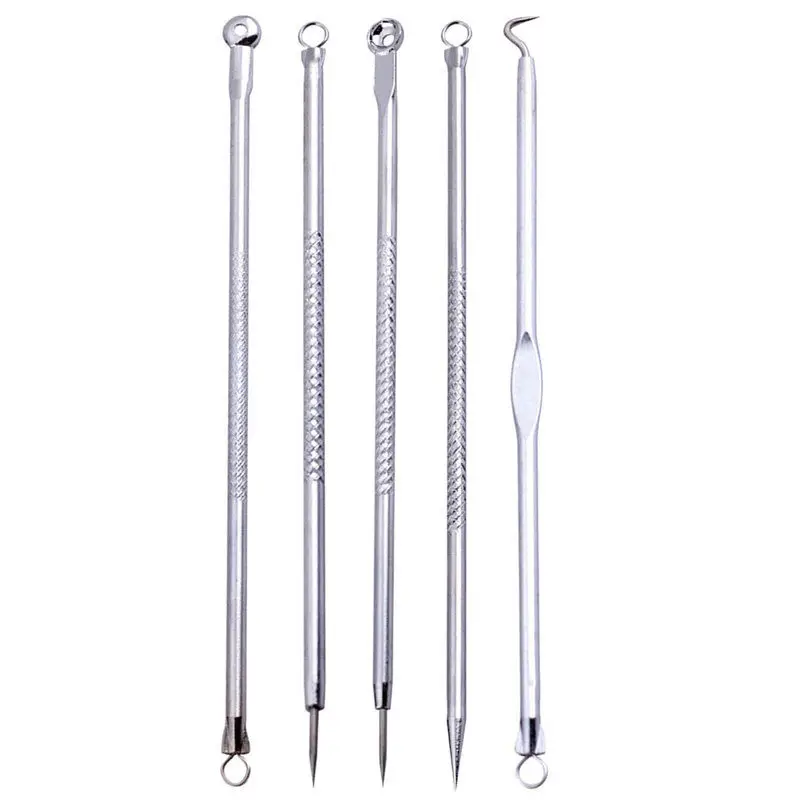 Чанни комедонов 5 шт. акне экстрактор прыщиков прибор для вакуумной чистки угрей