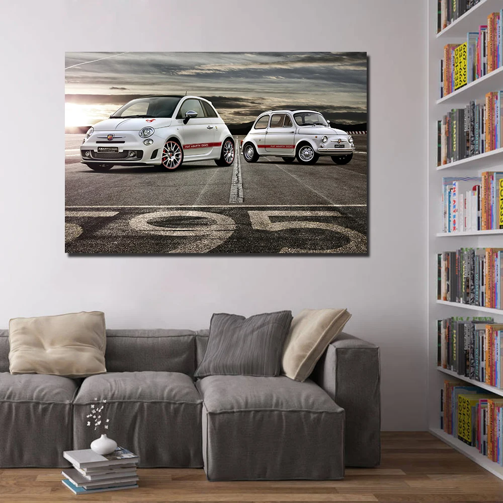Фиат 595 Abarth Картина на холсте в скандинавском стиле настенный художественный