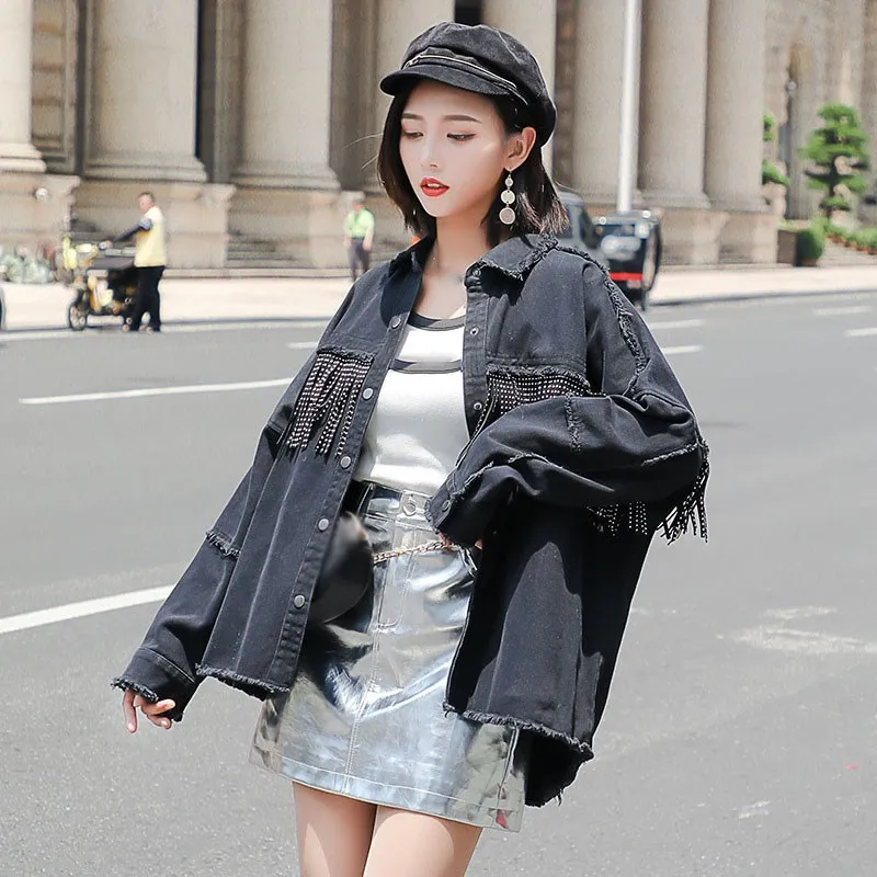 Мода 2019 Весенняя уличная женская Свободная джинсовая куртка Onesize однотонные